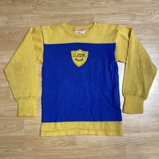 Vintage 1950’s St Joseph’s Hockey Wool Jersey Blue Yellow Kingston Ontario