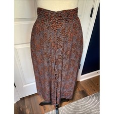 Vintage Carole Little Orange Black Blue Abstract Printed Cropped Pants Size 10 P