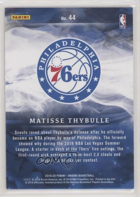 2019-20 Panini Origins FOTL FOTL Purple /21 Matisse Thybulle #44 Rookie RC - Image 2 of 2