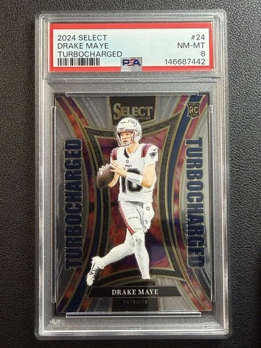 Drake Maye 2024 Panini Select ROOKIE TURBOCHARGED RC PSA 8 NM/MINT
