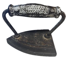 VTG Antique Cast Iron Flat Sad Iron Press Door Stopper OBER #4 (5” 3.11 Pounds)