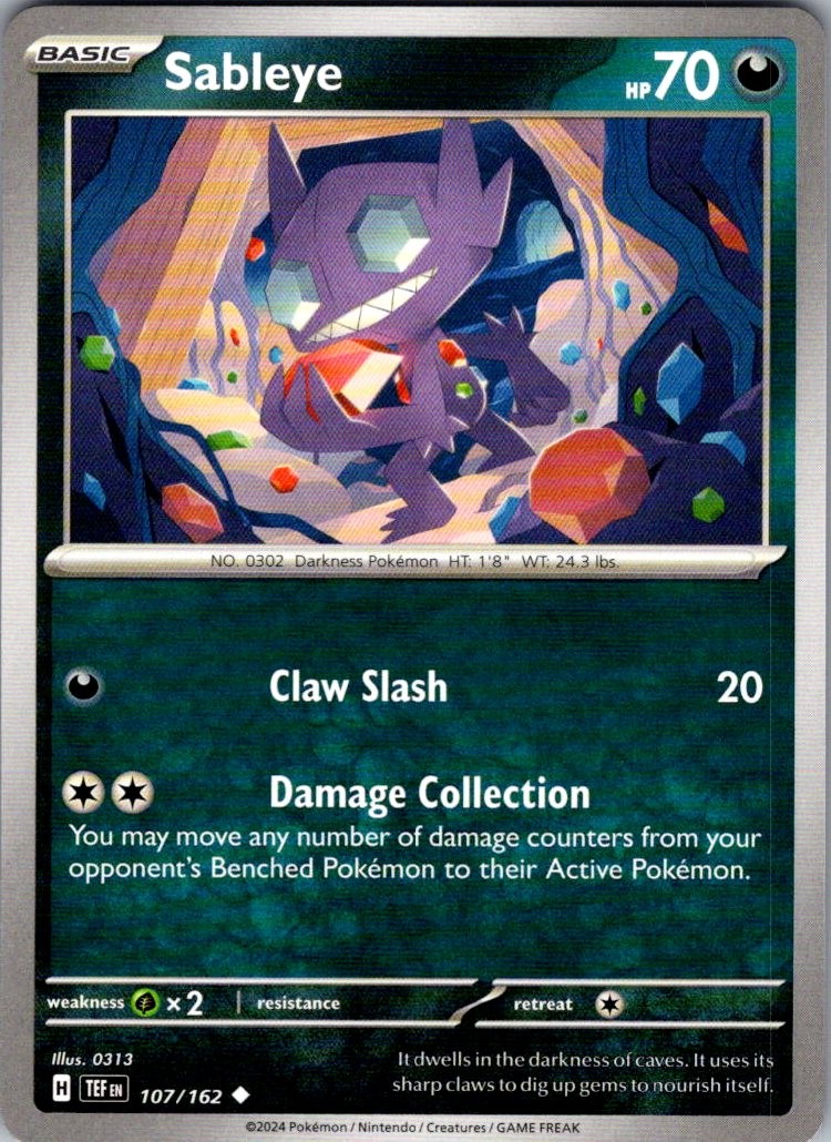 Sableye Uncommon SV05: Temporal Forces 107/162 NM 0313
