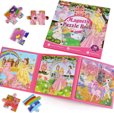 Magnetic Puzzles for Kids Ages 4-6, 36-Piece Toddler Travel Toys Princess Puzzle