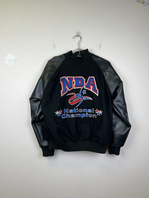 Vintage 90s Black and blue NDA National Champion varsity jacket Sz L