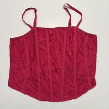 Torrid Corset Crop Top Women's Size 0 Pink Lace Power Mesh XL Style 40435937