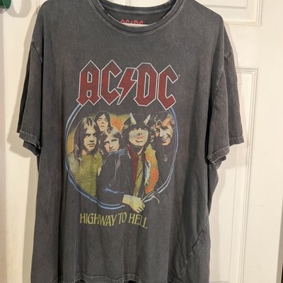 AC/DC Highway to Hell Vintage-Style Lucky Brand Shirt XXL Black NWOT Double-side