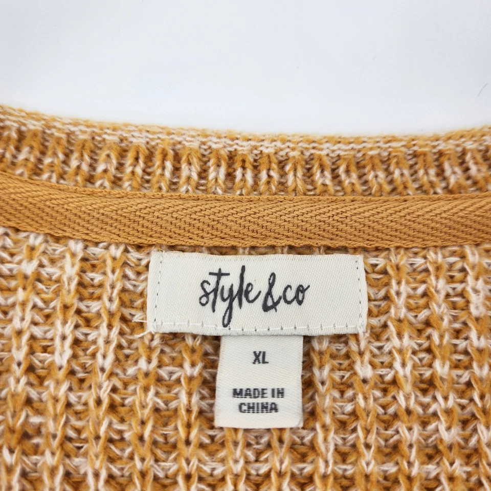 Suéter pulôver feminino Style & Co. XL amarelo mostarda malha manga raglan - Imagem 3 de 4