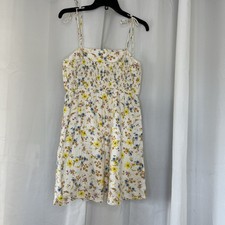 Old Navy Linen Blend Sundress Size M Floral Beach Lined Pockets Smock Back