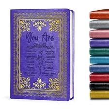 Purple A5 Lined Leather Journal Notebook,Inspirational Christian Gifts Hardco...