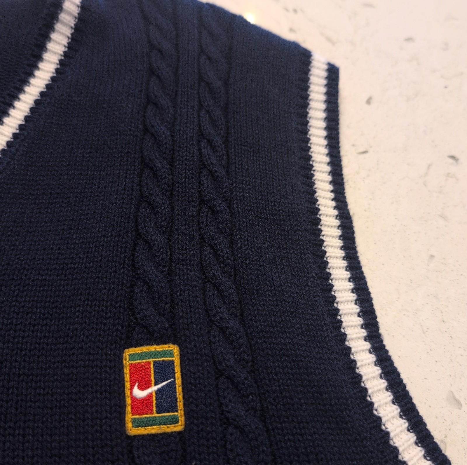Vintage 90s Nike Challenge Court Cable Knit Tennis Sweater Vest RARE Alcaraz XL image 2