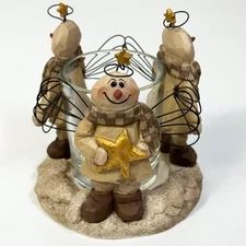 Blossom Bucket Suzi Skoglund Snowman Angel Votive Candle Holder Signed
