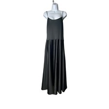 Sténay Vintage Womens Maxi A-Line Spaghetti Strap Dress in Black Sleeveless SZ M