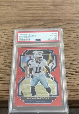 Gem Mint 10-2021 Panini Prizm Rookie Micah Parsons #382 Red Wave Prizm /149 (RC)