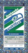 Dan Fouts 332y2TD Ticket 9-9-1984 Chargers Seahawks Franco Harris #1 gm Seattle