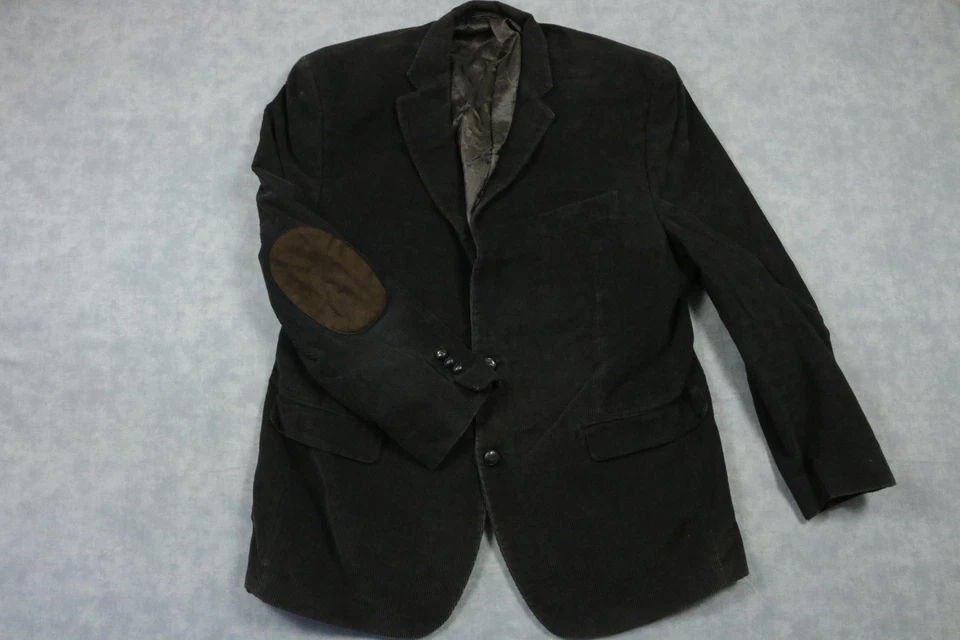 Lauren Ralph Lauren Blazer Mens Large Black Corduroy Elbow Patch 2 Button Jacket - Image 3 of 4