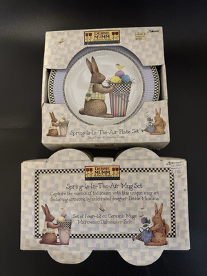 Debbie Mumm  Spring Is In The Air  4 Plates & 4 Cups