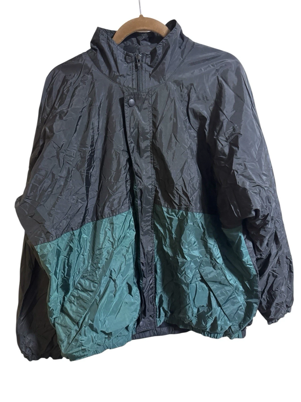 Sun Mountain Men’s XL Windbreaker Jacket Black Green Vintage Golf Nylon