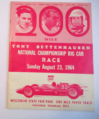 VINTAGE 1964 WISCONSIN STATE FAIR NATIONAL CHAMPS BIG CAR RACE OFFICIAL PROGRAM