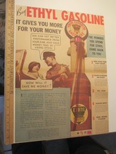 newspaper ad 1932 ETHYL gasoline gas station attendant pump automobile car