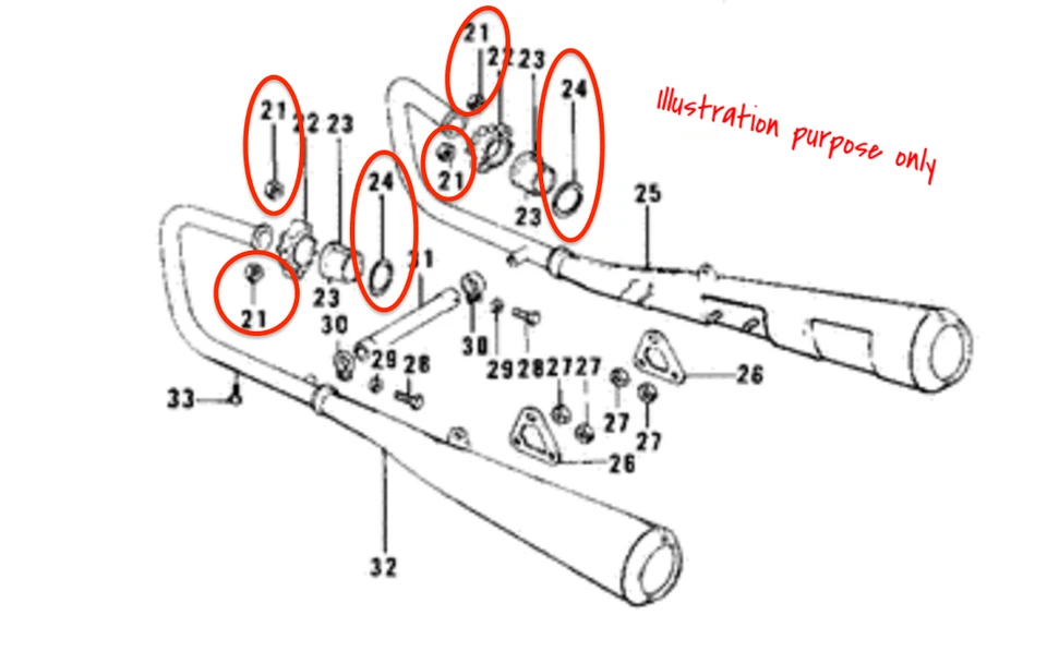 Juego de reparación de juntas de colector de escape Kawasaki Twin KZ750B | KZ750G LTD Foto 2 de 2