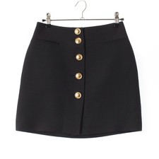 Valentino wool silk logo gold button mini skirt WB3RA8201CF black size 36 used