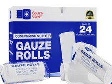 Gauze Rolls Pack of 24 – Lint and Latex-Free 4 inches x 4.1 Yards Conforming Str