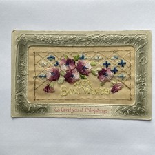 Embroidered Silk Postcard - With best wishes. To Greet you at Christmas. 1918. 