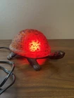 VTG Amber Tiffany Style Glass Turtle Light Lamp Nightlight Bronze Gold Tone