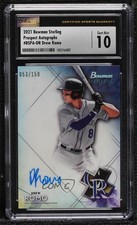 2021 Bowman Sterling Prospect Refractor /150 Drew Romo CSG 10 Gem Mint Auto 03j5