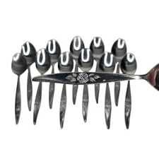 Set Of 12 AVON ROSE Pattern Stainless Teaspoons Hanford Forge Flatware Korea