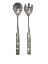Hardanger KONGE TINN Pewter Norway Viking Norwegian Salad Serving Set