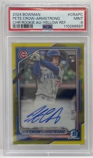 PETE CROW-ARMSTRONG 2024 Bowman Chrome Yellow Refractor RC Auto #/75 PSA 9 Cubs