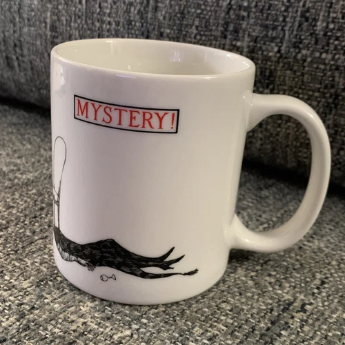 Vintage Edward Gorey Coffee Mug Cup PBS Mystery! Black & White Maid Design