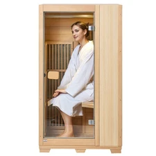 Uimoso Far Infrared Wooden Sauna Room Home Sauna Spa for 1 Person1140W