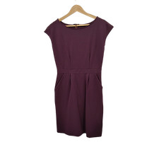 Quince Ultra-Stretch Ponte Cap Sleeve Dress Dark Orchid Purple Basic Sleeved S