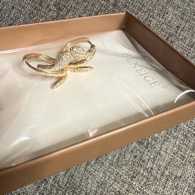 BENEIGE Gold Tone Bow Hoop Handmade Snake Earrings