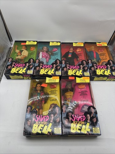 1992 TIGER TOYS SET 6 SAVE BY THE BELL DOLLS SCREECH ZACK LISA SLATER & ETC.