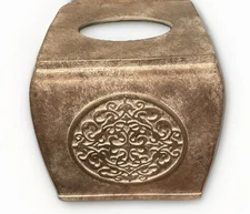 Raymond Waites Resin Heavy Tissue Box Holder Cover Gold Taupe NWT