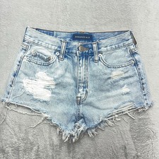 AEROPOSTALE Womens Boyfriend Short Light Distressed Denim Cutoff Shorts Sz 0