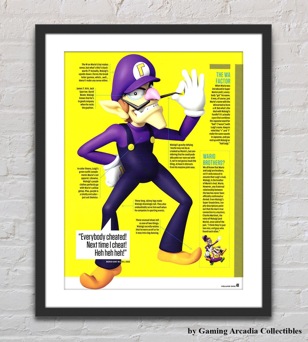 Mario Kart Nintendo Wii Waluigi Glossy Promo Ad Poster