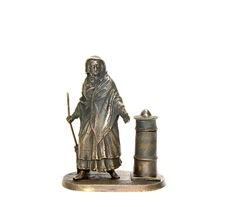 Vienna Bronze Zimmerman Maid with Broom Figure Match Holder