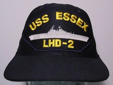 1990s Vintage USS ESSEX LHD-2 US Navy Military Patch SNAPBACK Hat Made in USA