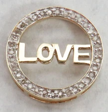 WONDERFULL GOLD 14K & DIAMOND "LOVE" 3/4" SLIDE PENDANT