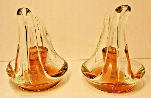 Art glass candle holder vintage amber\orange flame boho style art deco farmhouse - Picture 3 of 7