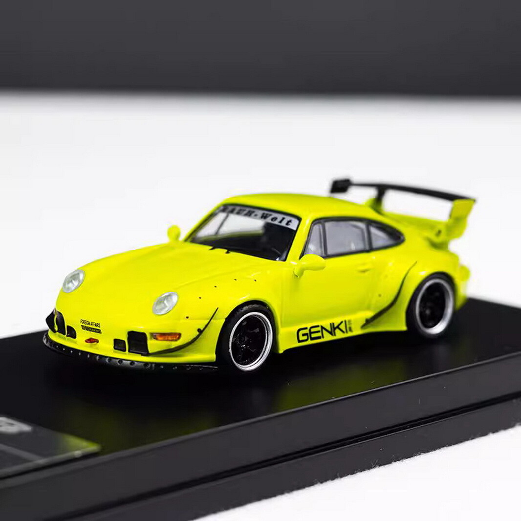 XF MODEL 1/64 Scale Porsche RWB 993 Yelllow Diecast Car Model Toy