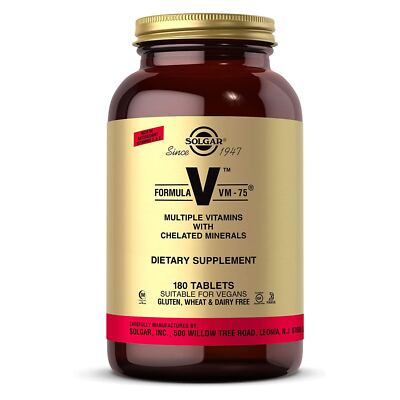 Solgar Formula VM-75 180 Tablets, Multivitamin with Chelated Minerals