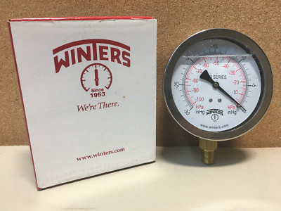 #ad #ad WINTERS PRESSURE GAUGE Liquid Filled PFQ700 4quot; 1 4 NPT BTM 0 30quot; HG VAC KPA $34.95