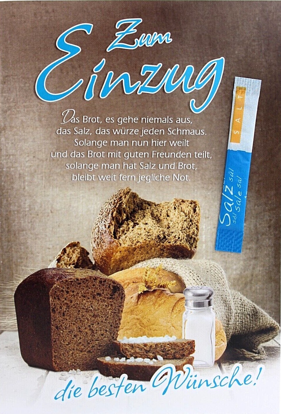 Karte zum Einzug mit Salz Neues Heim Haus Eigenheim Umzug Wohnung mit Spruch