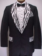 BLACK ZEBRA ANIMAL PRINT VINTAGE PROM TUXEDO SMOKING JACKET BOYS sizes 3 - 18