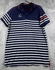 RLX Ralph Lauren Polo Shirt Mens Blue White Striped Performance Stretch